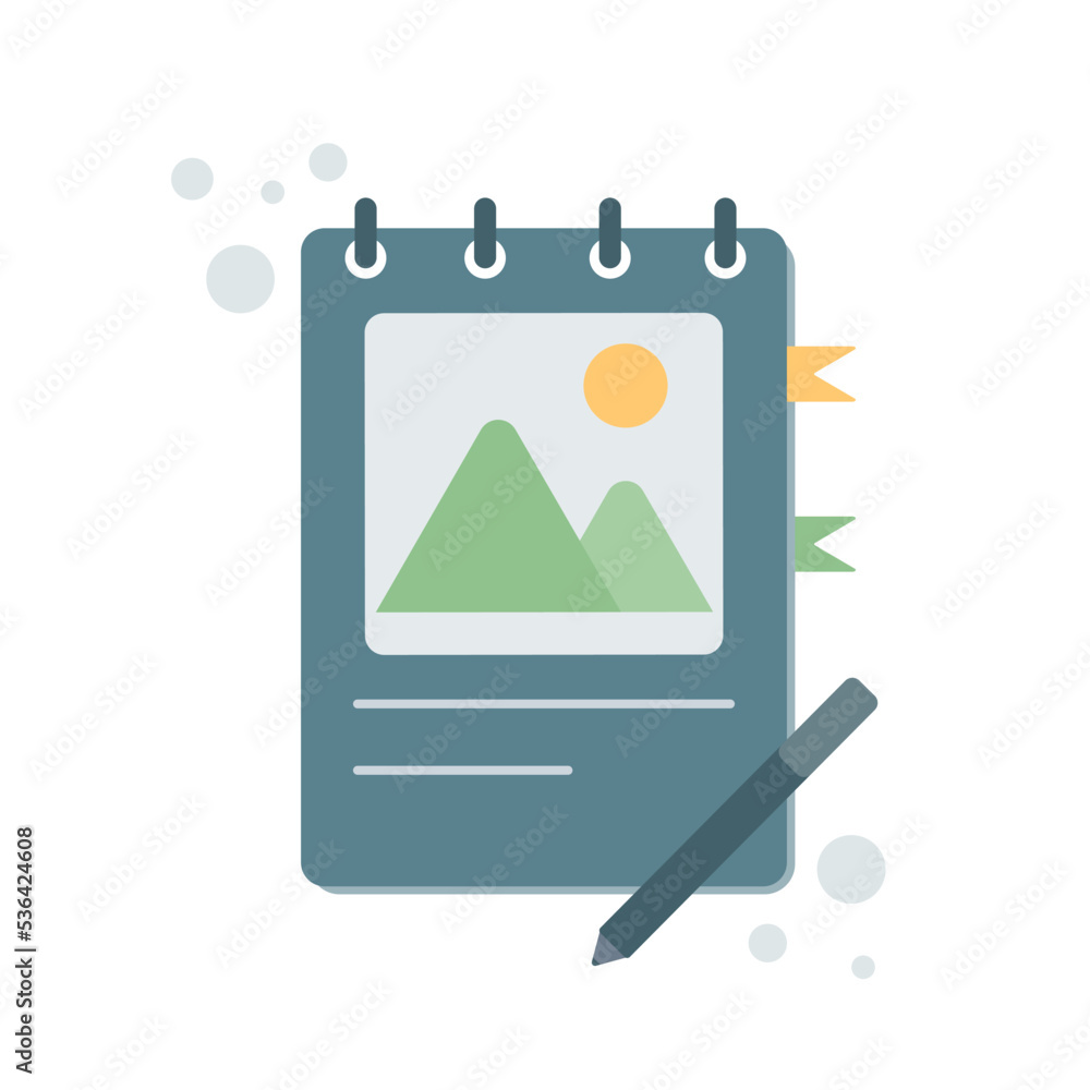 Poster notebook with pencil. perfect vector graphics