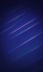 Glowing white lines on blue abstract shapes background vertical. Modern wallpaper design