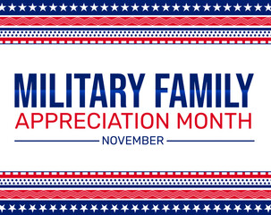 Military Family Appreciation Month Wallpaper design with stars and traditional border design. Appreciating the families of the United States military, patriotic background