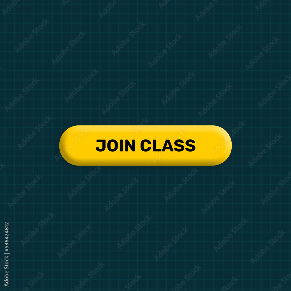 Poster yellow join class button with graph on blue background. online class joining concept backdrop
