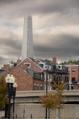 View of Boston's Bunker Hill monument from the city's harbor