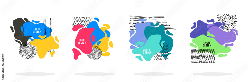 Poster vector illustration. set of liquid color abstract geometric shapes. fluid elements for design banner