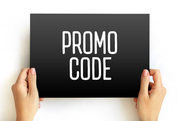 Promo Code text on card, concept background