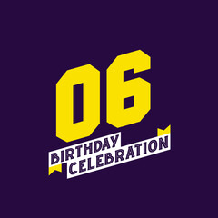 6th Birthday Celebration vector design, 6 years birthday - obrazy, fototapety, plakaty