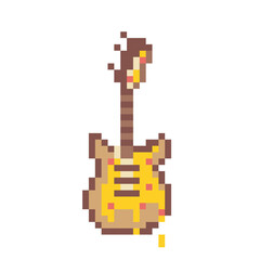 Pizza-like guitar, pixel art illustration