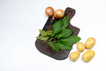 Foto op Plexiglas  raw vegetables on wooden table © Miriana