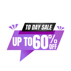 60% off sale balloon. Purple and black vector illustration . sale label design, Sixty 