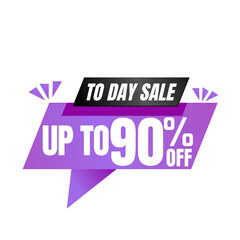 90% off sale balloon. Purple and black vector illustration . sale label design, Ninety 