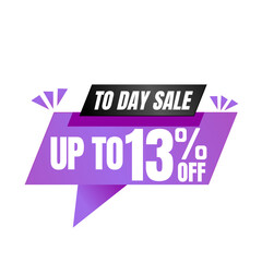 13% off sale balloon. Purple and black vector illustration . sale label design, Thirteen 