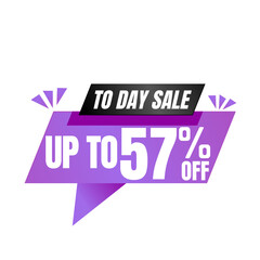 57% off sale balloon. Purple and black vector illustration . sale label design, Fifty seven