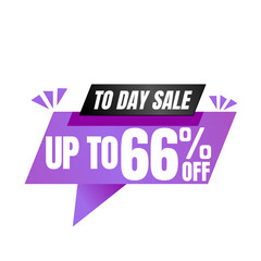 66% off sale balloon. Purple and black vector illustration . sale label design, Sixty six