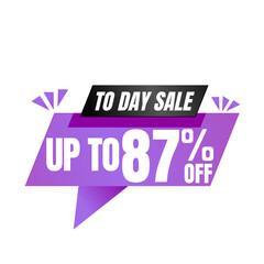 87% off sale balloon. Purple and black vector illustration . sale label design, Eighty-seven