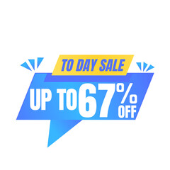 67% off sale balloon. Blue and yellow vector illustration . sale label design, Sixty-seven