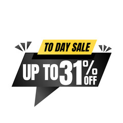 31% off sale balloon. Black vector illustration . sale label design, Thirty-one