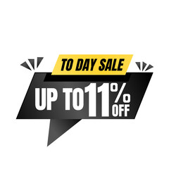 11% off sale balloon. Black vector illustration . sale label design, Eleven