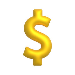 Fototapeta premium Golden dollar sign. 3d realistic design element.