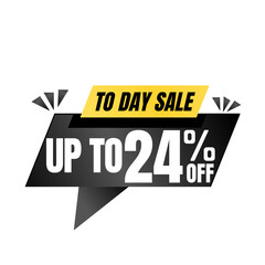 24% off sale balloon. Black vector illustration . sale label design, Twenty four 