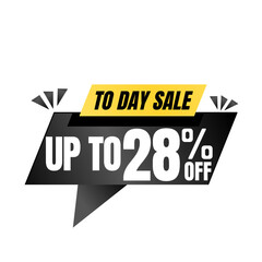 28% off sale balloon. Black vector illustration . sale label design, Twenty-eight 