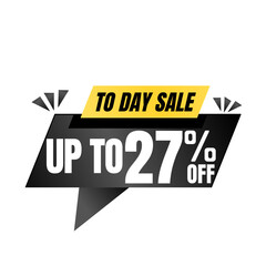27% off sale balloon. Black vector illustration . sale label design, Twenty-seven 