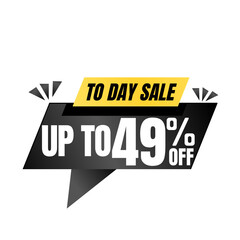 49% off sale balloon. Black vector illustration . sale label design, Forty-nine