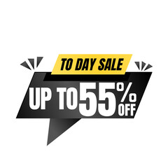55% off sale balloon. Black vector illustration . sale label design, Fifty-five 