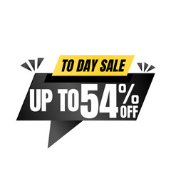 54% off sale balloon. Black vector illustration . sale label design, Fifty-four 