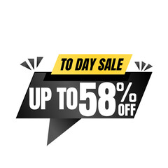 58% off sale balloon. Black vector illustration . sale label design, Fifty eight 