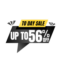 56% off sale balloon. Black vector illustration . sale label design, Fifty six