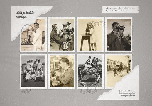 Postage Stamp Photo Collage Mockup