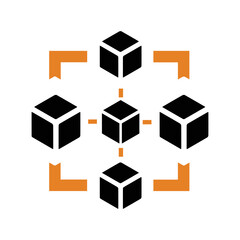 Obraz premium Big data Blockchain technology icon | Black Vector illustration |