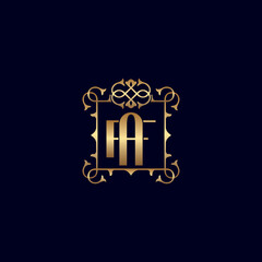 AF or FA GOLD ORNATE ROYAL LUXURY LOGO