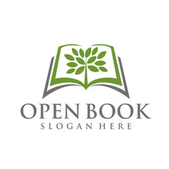 Open book logo design template vector illustration