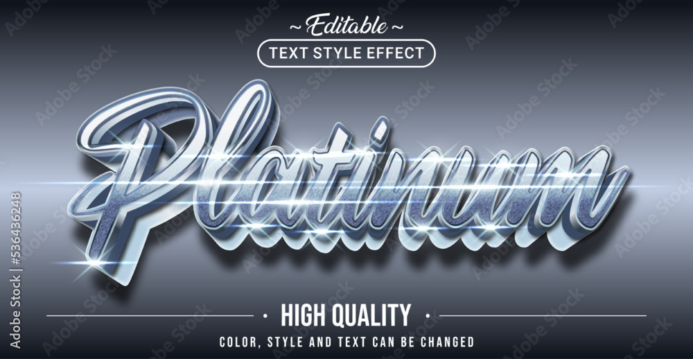 Poster editable text style effect - platinum text style theme.