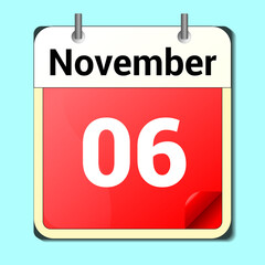 day on the calendar, vector image format, November 1