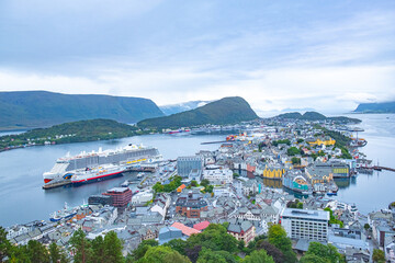 Obraz premium Wonderful View from Moutnian in Ålesund, Norway