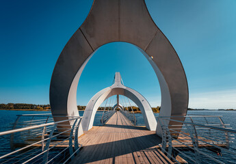 Obraz na płótnie Canvas 760 meter long walk and biking bridge in Solvesborg, Sweden.