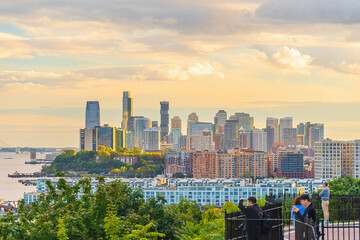 Cityscape of Jersey City skyline  from Manhattan NYC