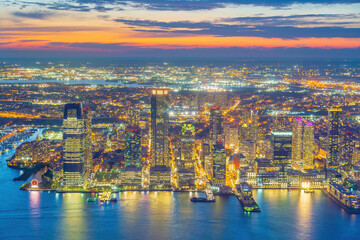 Fototapeta na wymiar Cityscape of Jersey City skyline from Manhattan NYC