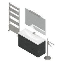3d rendering illustration of a washbasin set