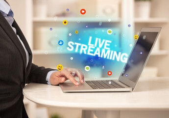 Freelance woman using laptop concept