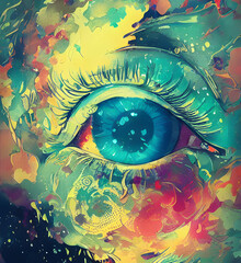 Illustration Close Up Beautiful Eye
