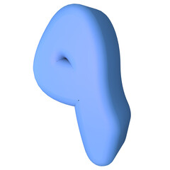 3D Render of arabic cblue  numerals