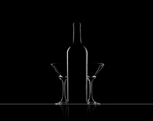 wine bottle and glass