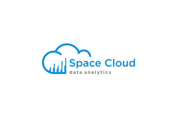 Cloud data logo with line storage modern technology internet speed access database