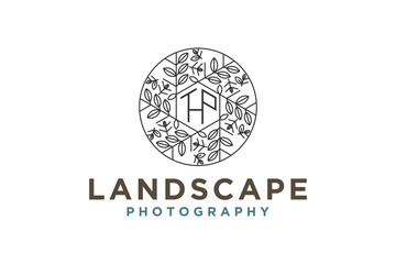 Nature organic leaf ornament logo design rounded shape mandala illustration