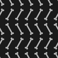 Halloween seamless pattern with bone on black background Vector illustration Texture for wrapping and fabric