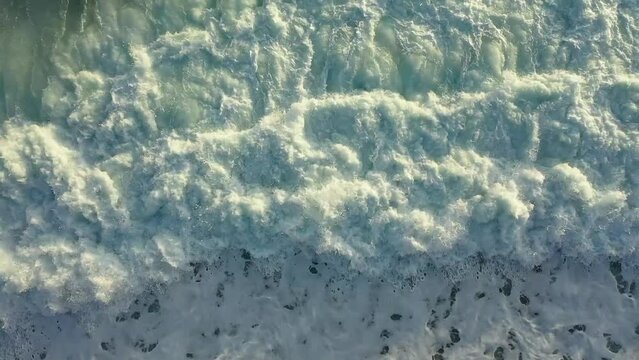 Storm at sea filmed on a drone in the sunshine