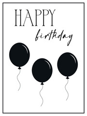 happy birthday card with balloons