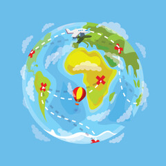 Illustrator with the Earth on the travel theme