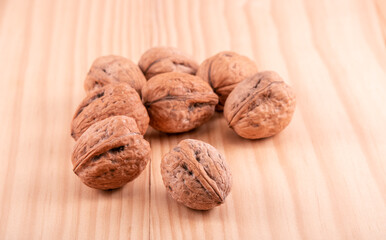 walnuts on wooden table